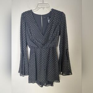 JAY GODFREY Black/Gold Polka Dot ROMPER Long Bell Sleeves NWT Size 0